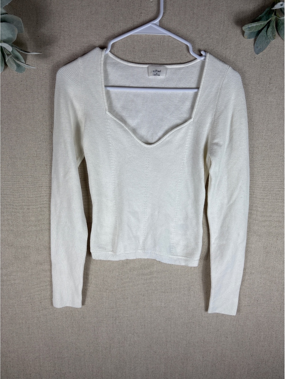 Wilfred > White Square Neck Festival Cropped Long Sleeve Top Medium